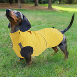 Dachshund Raincoat Weiner Dog Clothes Suitable for Dachshunds Corgi, Weiner, Dog Waterproof Coat with Reflective Stripe underbelly Protection - Yellow - S