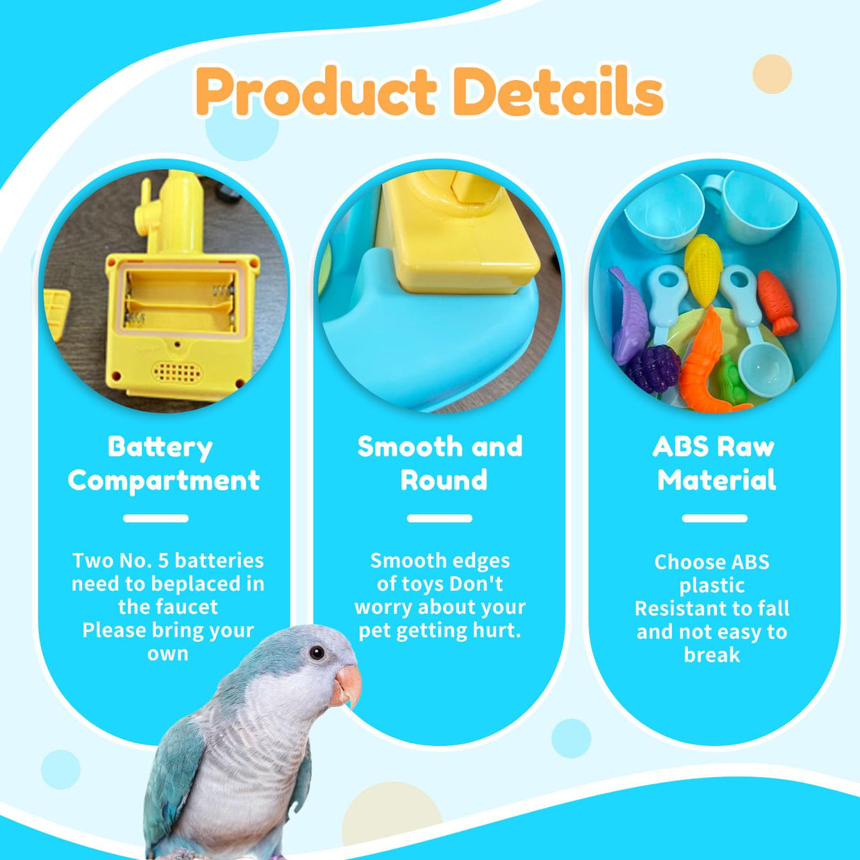 Automatic Bird Shower & Parrot Bath Fountain – Cage Mountable Parrot Shower Box for Cockatiels, Budgies, Conures & Lovebirds(Blue)