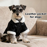 Floofelove Faux Dog Leather Jacket Suitable for Weight: 2 to 5lbs - Small Dog Clothes Winter Coat Chest: 13.8in Back Length: 9.8in Windproof Coat for Dogs Puppy Jacket