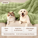 SOMAHE Dog Blanket Self-Warming Throw for Medium & Large Dogs, Dual-Side Sherpa Plush, Thick Crate Bed Cover & Car Seat Mat, Anti-Static Machine Washable No Shrink, 39x30 Inch Green