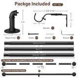 Zeerobee Curtain Rods for Windows 48 to 84, 1 Inch Industrial Wrap Around Black Curtain Rod, Indoor/Outdoor Room Divider Adjustable Drapery Pole, 48"-86"