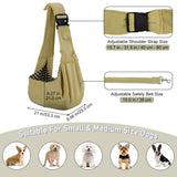 PETLOFT Reversible Dog Cat Sling Carrier, Small Dog Carrier, Adjustable Dog Sling, Hands Free Cross Body Carrier with Collar Hook for Dog/Cat/Bunny up to 11lb(Khaki)