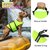 AMZNOVA Rip Stop Dog Life Jacket, Dog Life Vest for Swimming & Boating, Lightweight & Buoyancy for Doggy Puppy, Lifejacket with Handle, M, Bright Yellow