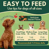 Liquid Collagen for Dogs, Natural Dog Collagen for Skin & Coat Support, Immune Support, Joint & Mobility Care with MSM, Middle-Aged and Older Dogs (Bacon Flavor - 60ml)