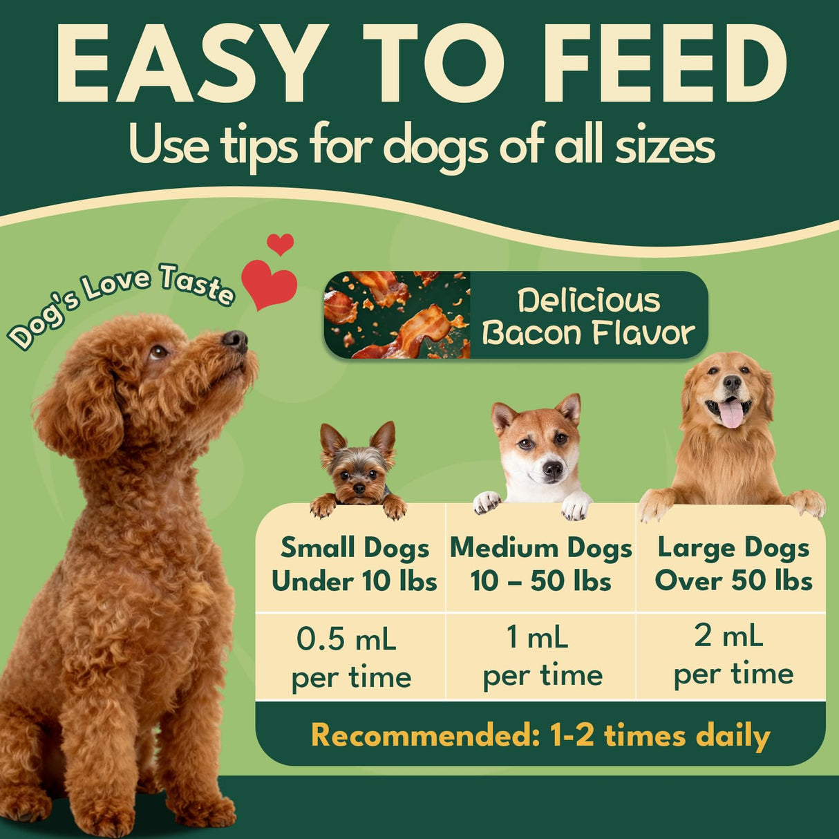 Liquid Collagen for Dogs, Natural Dog Collagen for Skin & Coat Support, Immune Support, Joint & Mobility Care with MSM, Middle-Aged and Older Dogs (Bacon Flavor - 60ml 2 Pack)