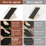 Chuiendi Dog Ramp for High Bed, Couch, Car, Pet Ramps 55.12" Long Adjustable 19.3"-27.17" Wooden Dog Step with Anti-slip Rubber Mat & Safety Side Rails for Small Medium Large Older Pets, up to 250 lbs