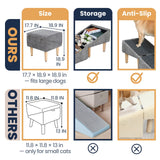 3-in-1 Dog Ramp 18.9"×17.7"×18.9" with Storage – Pet Stairs for Senior & Injured Dogs & Cats, Hidden Storage Footstool, Ottoman Anti-Slip, Supports 220 lbs for Beds & Sofas