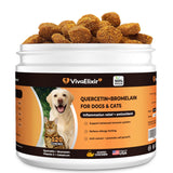 Quercetin & Bromelain for Dogs & Cats with Colostrum & Probiotics - Supports Immune System, Relieves Itchy Allergies, Anti-Inflammatory Antioxidants, Veterinarian Recommended, 120 Chewable Tablets