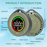 Lunarlipes Portable Carbon Monoxide Detectors for Travel, Mini 3-in-1 Carbon Monoxide Monitor with Magnetic Suction, RV CO Detector Alarm Temp/Humidity Sensor, Rechargeable CO Monitor 120HR Standby