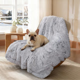 Luciphia Large Waterproof Dog Blanket for Pet Washable Liquid Proof Bed Intimacy Protection Shaggy Plush Calming Long Faux Fur Couch Cover Calming Cat Throw Blankets, Mist Grey, 60" x 80"