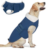 Mklhgty Extra Warm Dog Coat, Waterproof Dog Winter Jacket with Leash Portal, Fleece Reflective Pet Snow Vest for Small Medium Large Dogs - Blue - XL