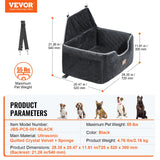VEVOR Dog Car Seat, Waterproof Dog Booster Seat for Car with Side Handles and a Storage Pocket, Clip-On Safety Leash and PP Cotton Filling, Vehicle Bed for Small Dogs up to 25lbs, Gray