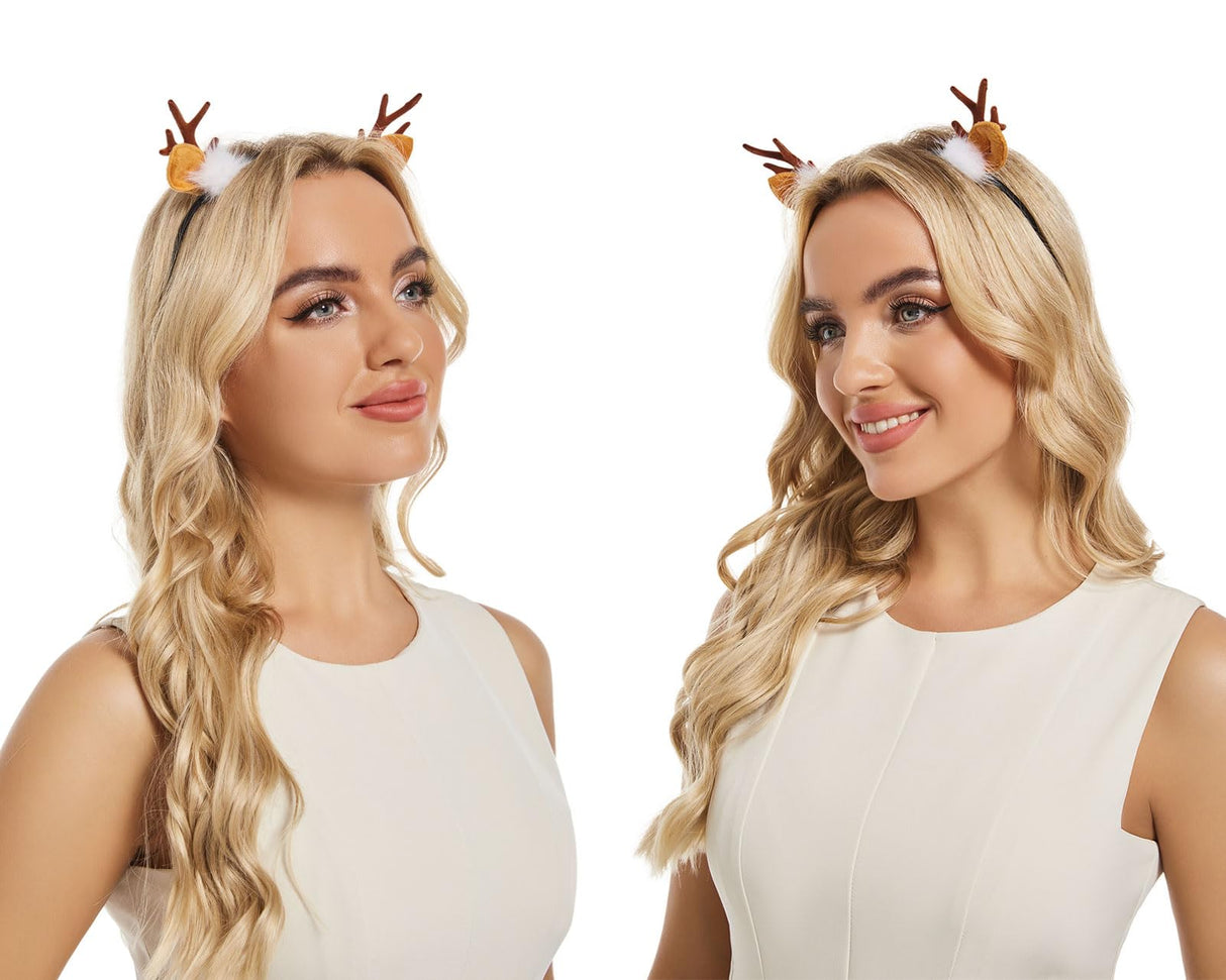 DS. DISTINCTIVE STYLE Deer Antler Headband Reindeer Fawn Horn Hair Accessories for Christmas