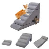 LitaiL 7-Step Dog Stairs for High Beds 30-36" Tall Dog Ramp for Small and Older Pets, Non-Slip Pet Steps, Grey