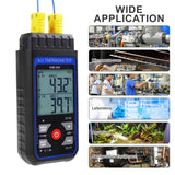 Thermocouple Thermometer Digital K Type Thermometer with 4 Thermocouples, -328~2500℉ Measuring Range HVAC Thermometer Dual Channels Temperature Meter Gauge with LED Backlight & ADJ Compensation