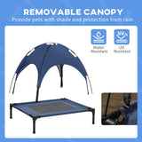 PawHut Elevated Dog Bed with Removable Canopy, Outdoor Dog Cot with UV Protection Canopy Shade, 30 inch Pet Bed for Camping, Dark Blue