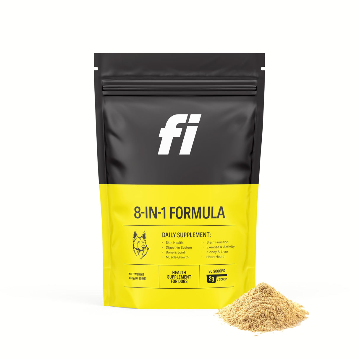 Fi 8-in-1 Dog Supplement Powder | Health Support for Bone, Skin, Digestion, Immunity & Joint Supplement for Dogs | Vet-Formulated for Puppies, Adults and Seniors | 90 Scoops
