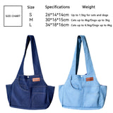 QOHAK Dog Carrier Purse Premium Denim Dog Soft Sided Carriers Bag Pet Travel Tote Bag with Pockets for Cat and Small Dog (Medium, Dark Blue)