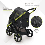 ibiyaya The Beast Pet Jogging Stroller for All Terrains, 3-Wheel Dog Carrier with Double Breaks, Zipperless Large Stroller for Running & Hiking, Multiple Small Dogs, Medium Dogs, or Cats (Jet Black)