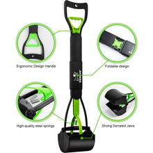Load image into Gallery viewer, SZHLUX 28" Pooper Scooper, Foldable Dog Pooper Scooper with Unbreakable Material and Durable Spring for Grass and Gravel, Green
