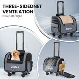 JoPet Pet Bag Carrier with Wheels, Pet Backpack with Wheels, Small Dog Carrier, cat Carrier, Detachable Wheels, Travel Bag, Pet Trolley, Soft Sided Carrier with Wheels, Foldable Carrier (Oat Grey)