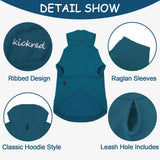 Kickred 2 Pieces Basic Cotton Dog Hoodie Sweater, Soft Pet Clothes Dog Sweatshirts, Dog Outfit Coat Pullover with Pocket and Leash Hole for Small Medium Large Dogs, Turquoise & Dark Blue (X-Large)