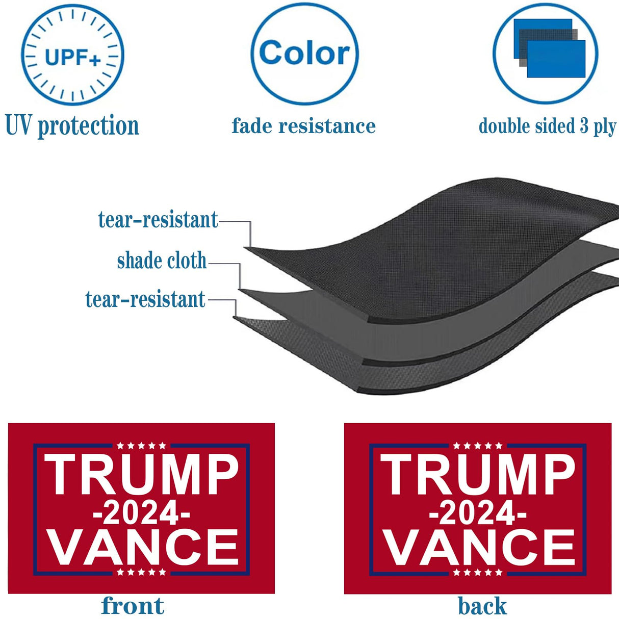 Trump Vance 2024 Flags 3x5 Outdoor Made in USA-Double Sided 3 Ply Heavy Duty Red Trump Vance 2024 Flags Banner for Outside with 2 Brass Grommets UV protection Fade Resistant for Indoor Outdoor