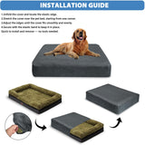 TOPHMDECOR Dog Bed Cover Waterproof, Non-Slip Rectangular Pet Bed Protector for Dogs & Cats, Removable Washable Bed Sheet Replacement,44"x35"x8",Gray,2Pcs,Covers Only