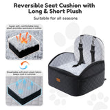 Gimars Upgrade Dog Car Seat with Reversible Long & Short Plush Seat Cushion for Small/Medium Dogs Up to 40lbs, Detachable Washable Anti-Slip Dog Booster Seat with 5.9'' 28D Egg-Crate Foam, S