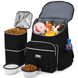 BAGLHER Travel Dog Backpack - Detachable Travel Dog Food Container for Pet Supplies Dog Gear Backpack,Dog Bag for Traveling with 2 Silicone Collapsible Bowls and 2 Food Baskets Black