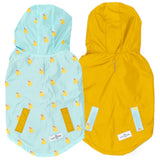 Lucy & Co. Lucky Ducky - Reversible Raincoat for Dogs & Pets - Dog Raincoat - Fashionable and Comfy Water Proof Adjustable Poncho for Canines - Medium - Yellow Blue Rubber Duck