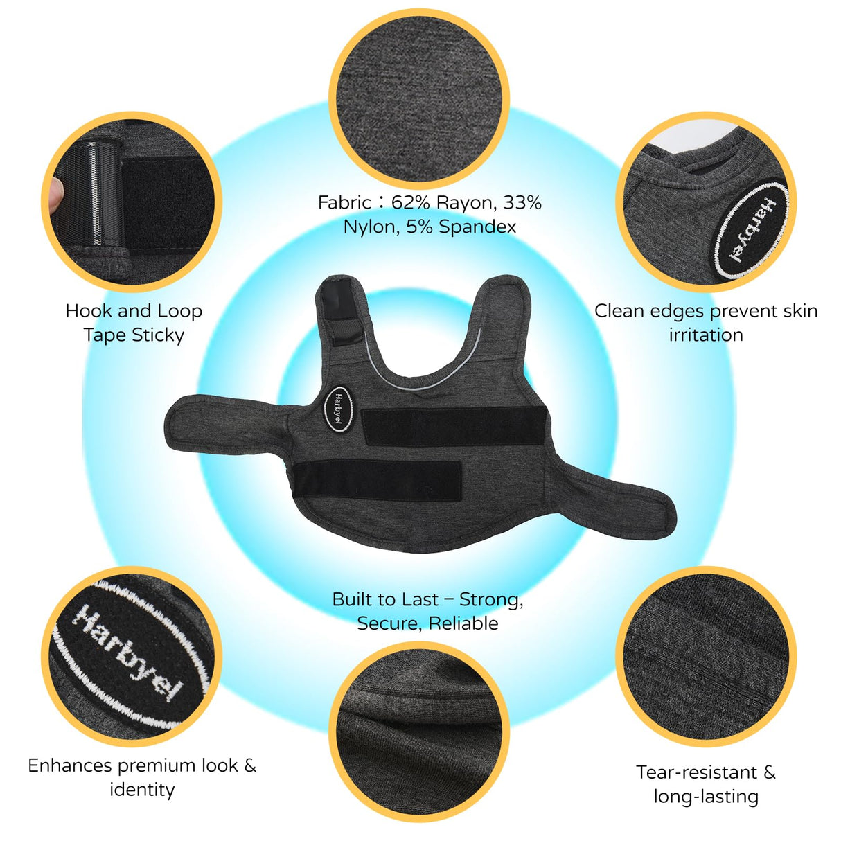 Harbyel Dog Anxiety Vest - Skin-Friendly Calming Shirt for Thunder, Fireworks, Vet Visits & Separation Anxiety – No Medicine or Training Needed – Suitable for Small, Medium, and Large Dogs