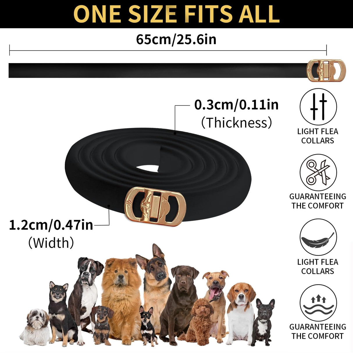 Lerqua Flea Collar for Dogs 4 Pack, 32 Months Comfort Flea and Tick Prevention, Waterproof Dog Flea and Tick Collar, Adjustable Flea and Tick Treatment for Dogs - One Sizes Fit All (Black)