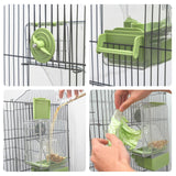 Automatic Bird Feeder, Bird Cage Feeder with Perch Multi-Functional Holder for Fruits Vegetables for Parakeet Canary Cockatiel Finch (Green)