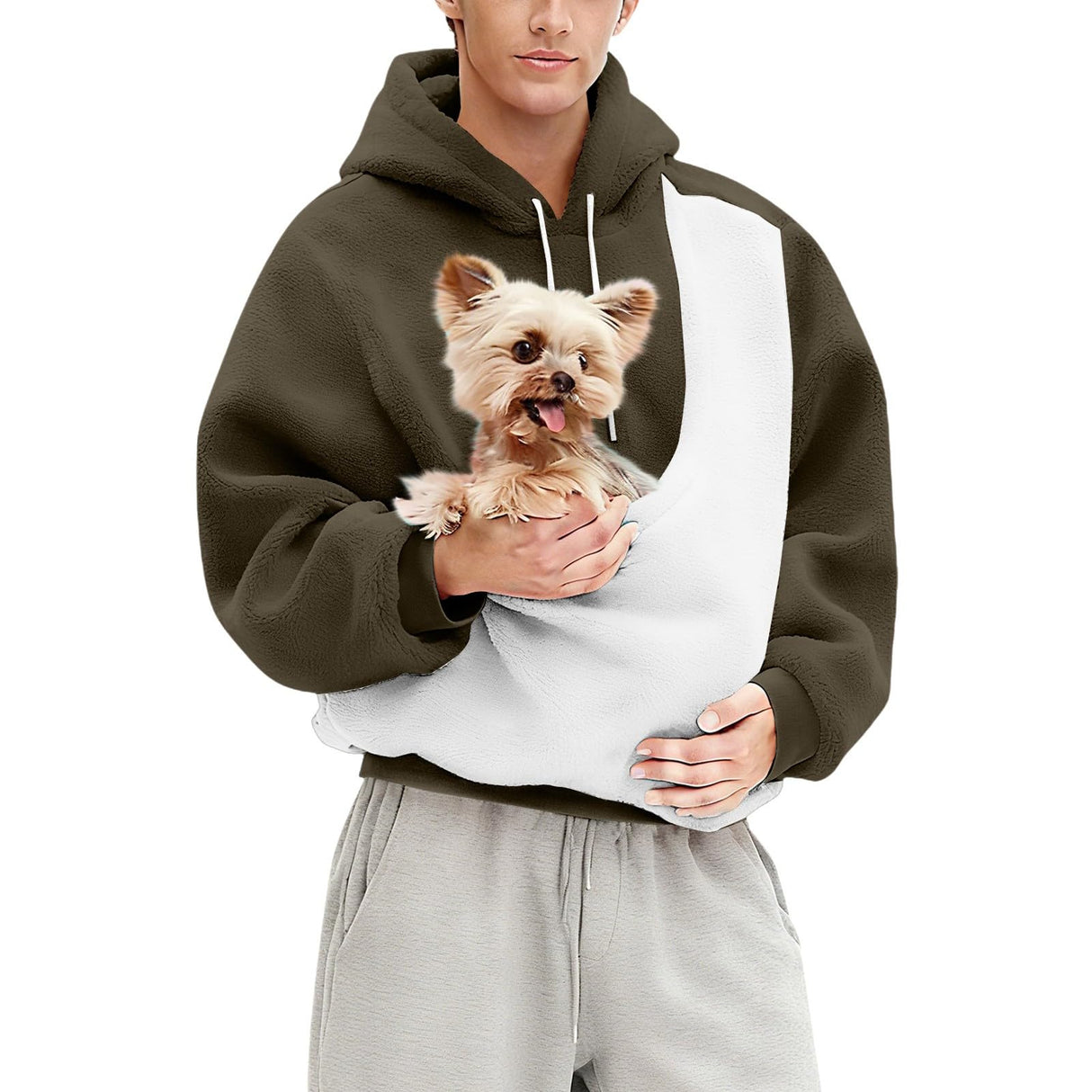 Rjognt Cat Pouch Hoodie for Women & Men Oversized Dog Pouch Sweatshirt Pet Carrier Hoodies Kangaroo Pocket Hoodies Trendy and Warm Fall Winter Oversized Sweatshirt Brown Small