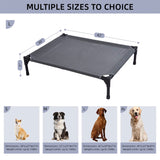 pettycare Elevated Outdoor Dog Bed - Raised Cot for Large Dogs, Heavy Duty Pet Cots Waterproof, Cooling, Washable Breathable Teslin Mesh, Durable, Non Slip, 42 Inches, Grey