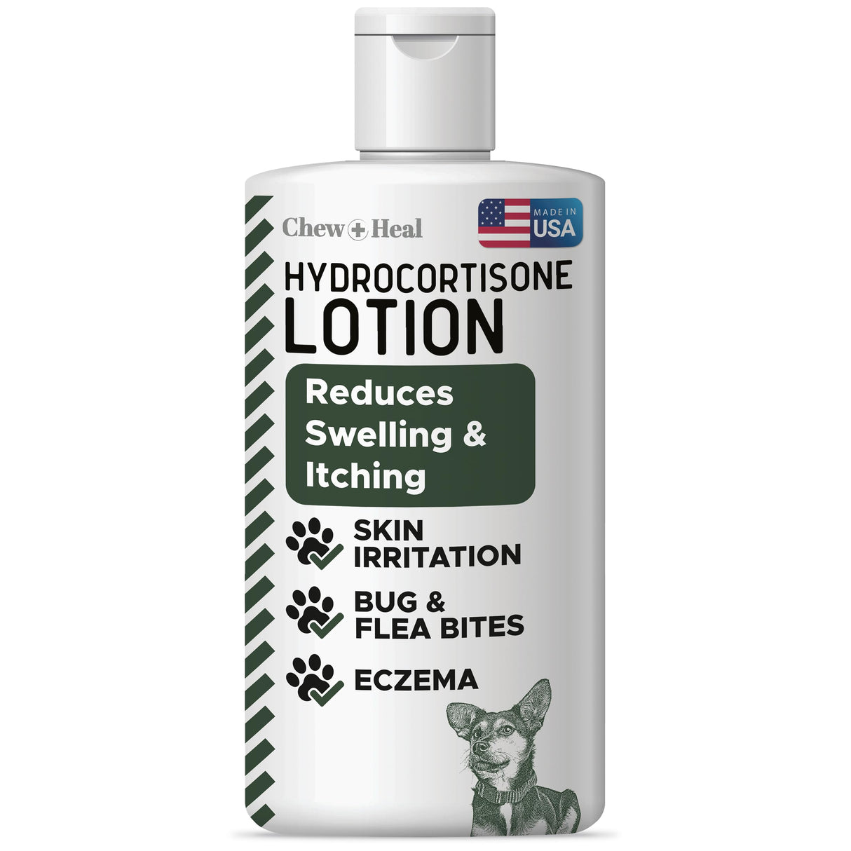 Chew + Heal Labs Hydrocortisone Lotion for Dogs - 8 oz Anti Itch Cream for Irritated Skin, Flea Bites, Itching, and More - Made in The USA