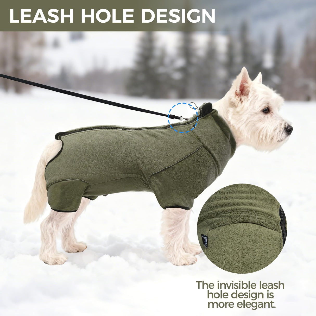 Mihachi Dog Snow Jacket Dog Coat Soft Fleece Pullover Pajamas, Pet Windproof Warm Cold Weather Jacket with Zipper, Reflective Jumpsuit Apparel Outfit Clothes for Small Dog, Army Green S