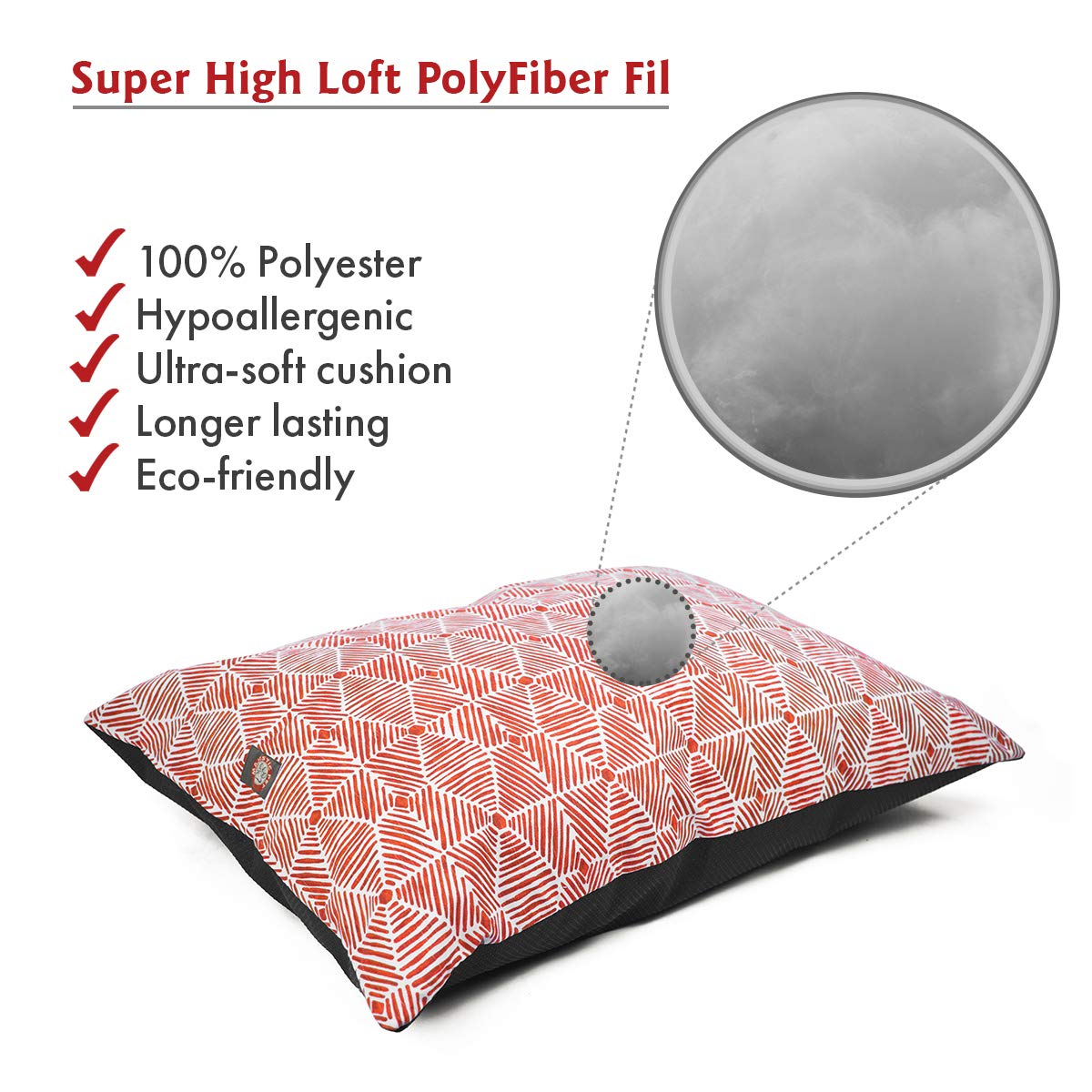 Majestic Pet Rectangle Dog Bed - Washable Super Value Pillow - Large Breed 46 x 35 Inch - Charlie Salmon