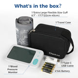Checkme Blood Pressure Monitors for Home Use, Automatic Digital BP Machine with Bluetooth, Dual Display with 7 Days Trends, XL Size Cuff 8.7-17.7˝, 2 * 250 Storage, Dual Power Supply, Voice Broadcast