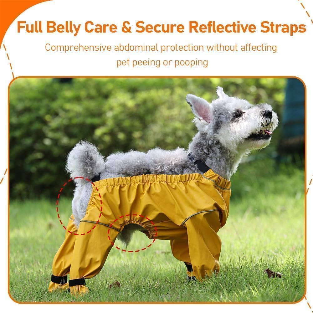 Waterproof Dog Boots Rain Boots with Suspender, Dogs Shoes Paw Protector for Small Medium Puppy, Anti-Slip Doggy Boot Belly Protector, Rain Booties Snow Booties (X-Large, bluef)