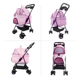 Vilobos 2 in 1 Pet Stroller, Detachable Dog Stroller, Portable Pet Cart w/ 4 Wheels, Cup Holder for Small Dog/Cat, Foldable Waterproof Jogging Travel Carrier Cart, Pink