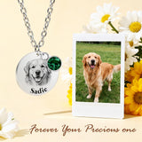 CDBUY Custom Dog Necklace for Women – Personalized Pet Portrait Pendant with Photo or Name, Customized Engraved Round Memorial Gifts for Dog or Cat Loss