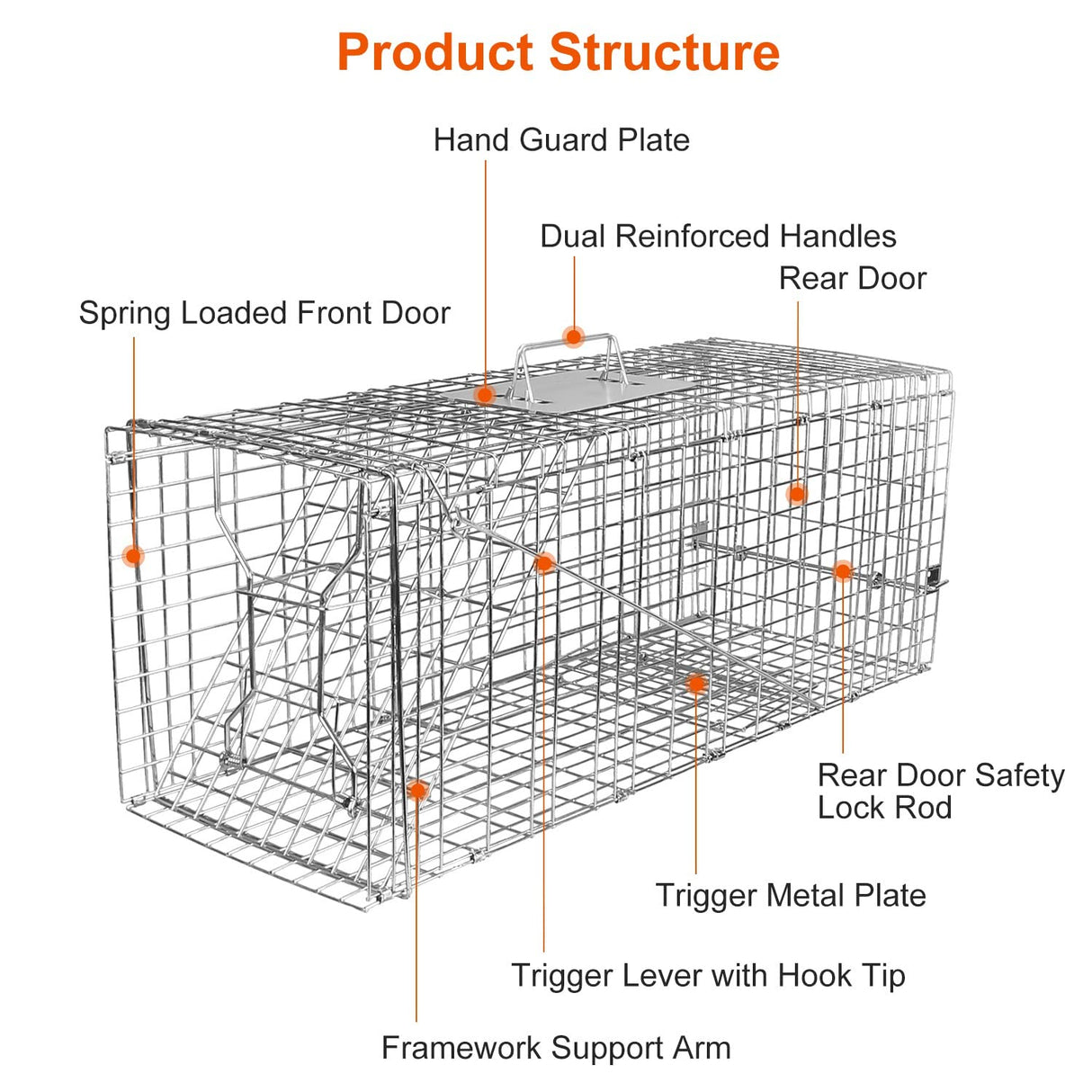 KOCASO Large Live Animal Trap Cage, Foldable Heavy Duty Humane Rat Trap for Indoor and Outdoor, Metal Mouse Trap for Squirrel Gopher Chipmunk Mice Raccoon, Easy to Catch and Release, 31"x11"x12"