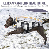DENTRUN Extra Large Warm Dog Jacket - Windproof Water Repellent Reflective Coat, Adjustable Plush Turtleneck, Easy Wear Fleece Lined Cold Weather Vest for Great Dane, White Camo, XXXL