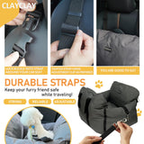 4-in-1 Dog Car Seat, Convertible Pet Booster Seat for Small Medium Dogs Up to 25lbs, Portable Travel Bed Sofa Pad with Safety Strap & Foldable Storage for Car Home Use