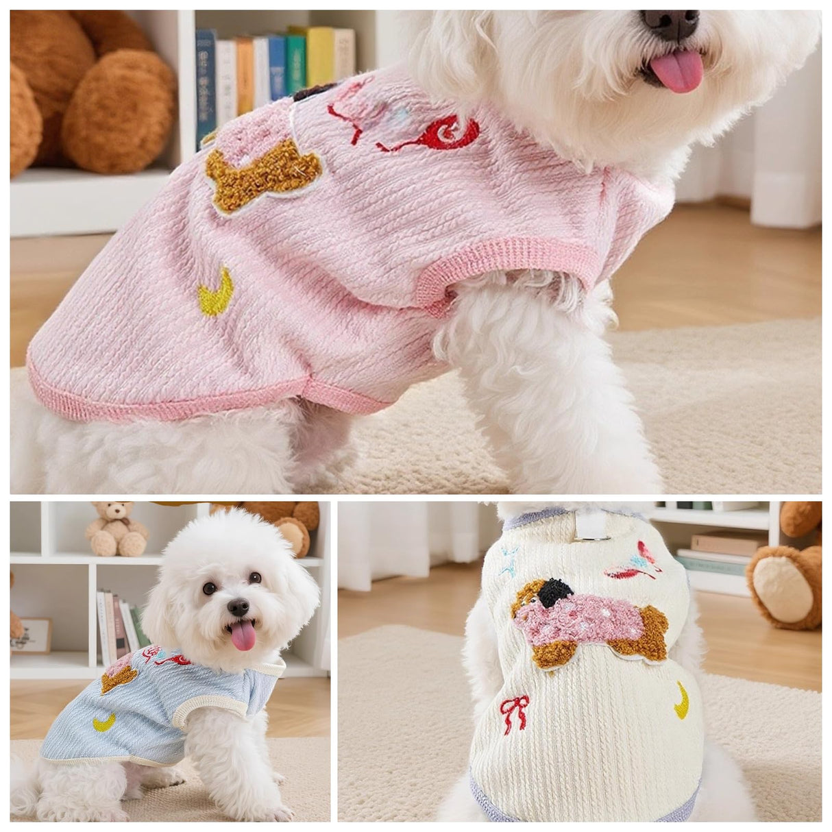 Cute Pet Apparel Cotton Dog Clothes All Season Sleeveless Puppy Kitten Pullover Soft Skin-Friendly (Beige, S (3-5.5lbs))