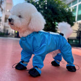 Waterproof Dog Boots with Suspenders, 4-Leg Anti-Dirt Pants, Anti-Slip Paw Protectors, Adjustable Fit for Outdoor Use, Rain, Snow, Cold Resistant for Small and Medium Dogs (Blue, XS)