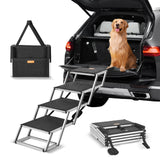 VEVOR 4-Step Dog Car Steps, Folding Dog Ramp with Nonslip Surface, Portable Pet Steps in Aluminum for Car, SUV and Truck, Supports up to 250 lbs