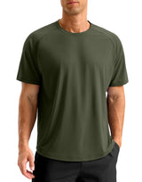 Soothfeel Mens Workout Shirts Quick Dry Athletic Running T-Shirts Short Sleeve Cooling Moisture Wicking Gym Active Tee Tops Olive L